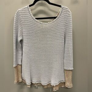 Gimmicks Brown and White Checkered Knit Sweater